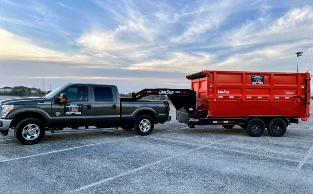 Alamo City Junk Removal Work Truck with Dumpster